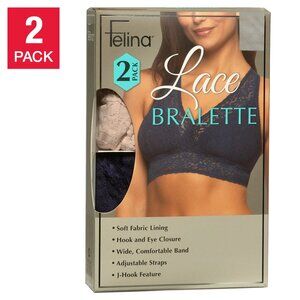 Felina Women's Lightweight Lace Bralette, 2-pack